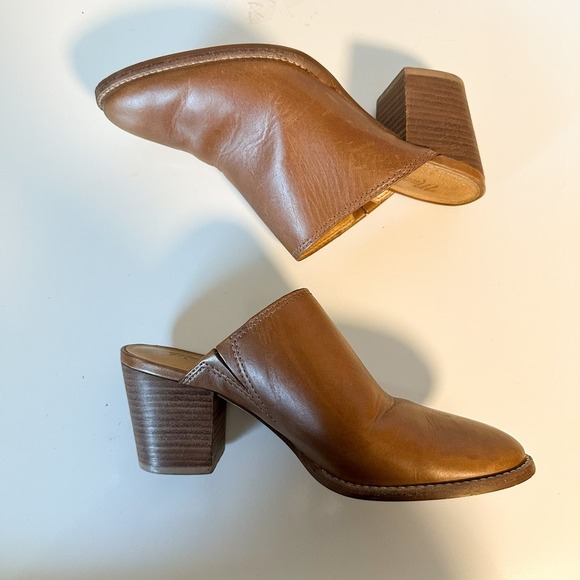 Madewell Harper Leather Block Heel English Saddle Brown Mule Size 5 - Picture 8 of 13